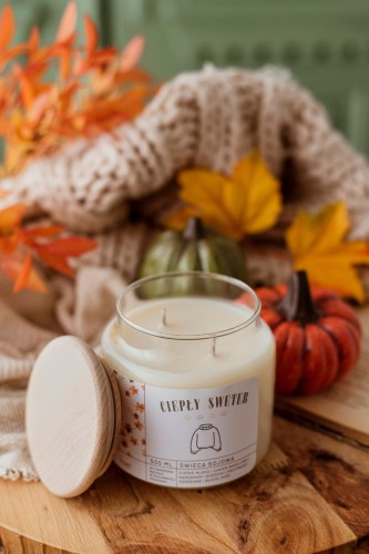 Przejdź do produktu Świeca zapachowa dwuknotowa w szkle Ciepły Sweter - 500 ml